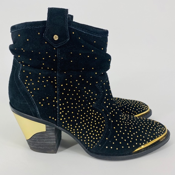 Studded Suede Western Booties 